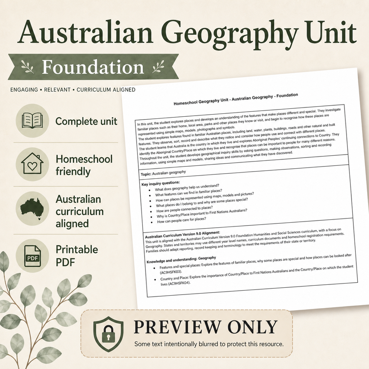 Australian Geography Unit Early Stage One and Resource Pack PDF